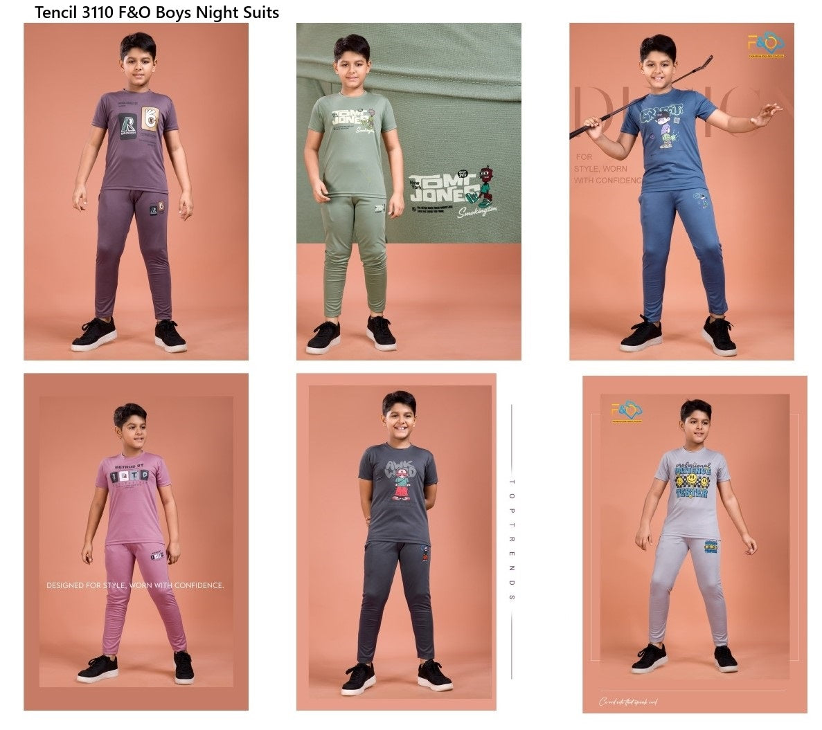 Tencil 3110 F&O Lycra Boys Night Suits Wholesaler