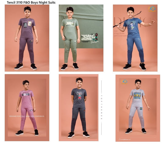Tencil 3110 F&O Lycra Boys Night Suits Wholesaler