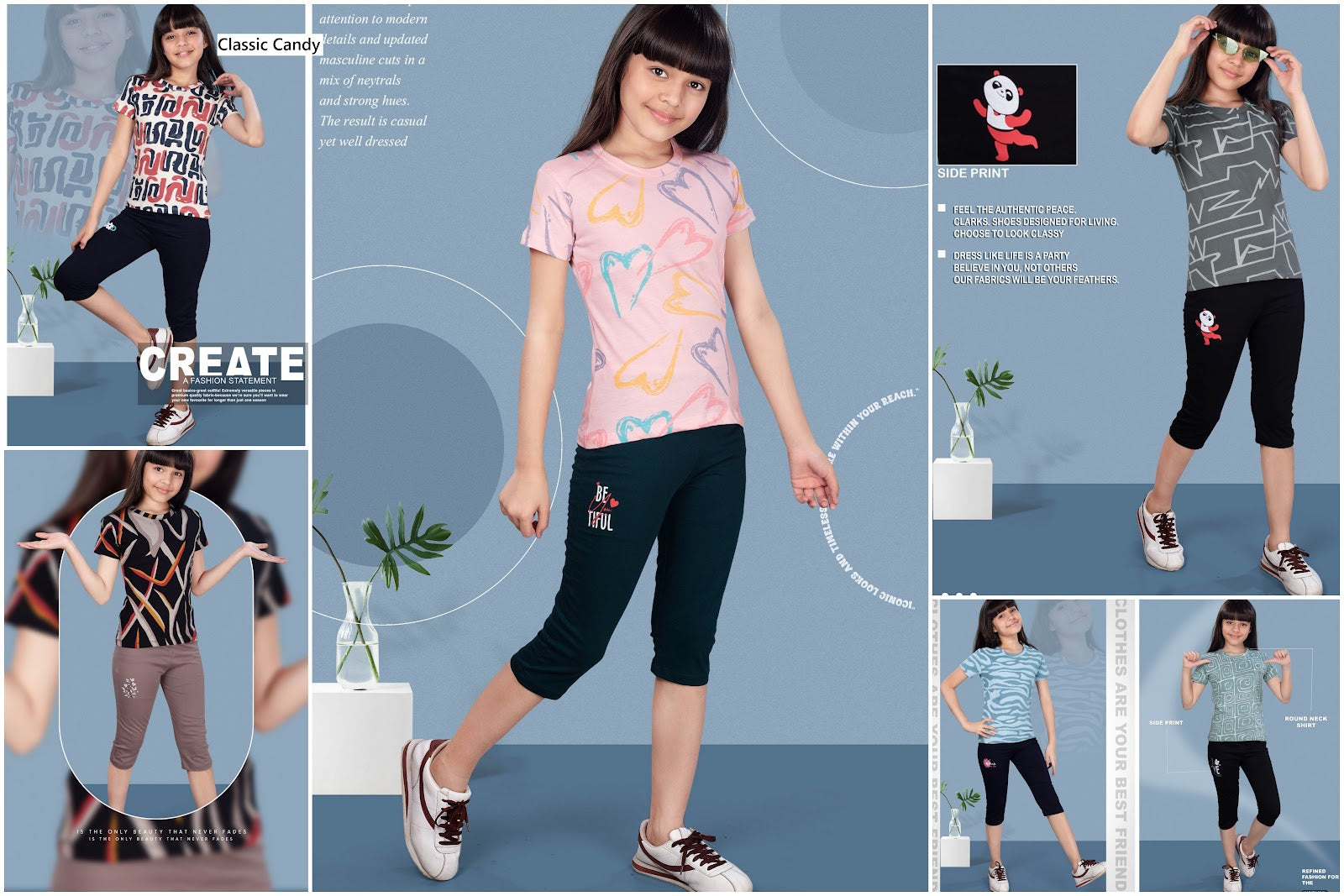 Th277 Classic Candy Biowash Girls Capri Night Suits Wholesale Price