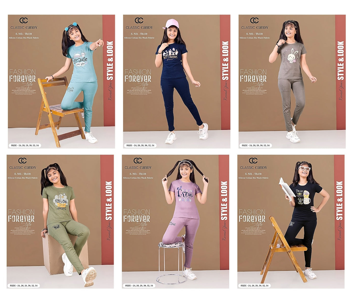 Th 139 Classic Candy Cotton Biowashed Girls Night Suits Wholesaler