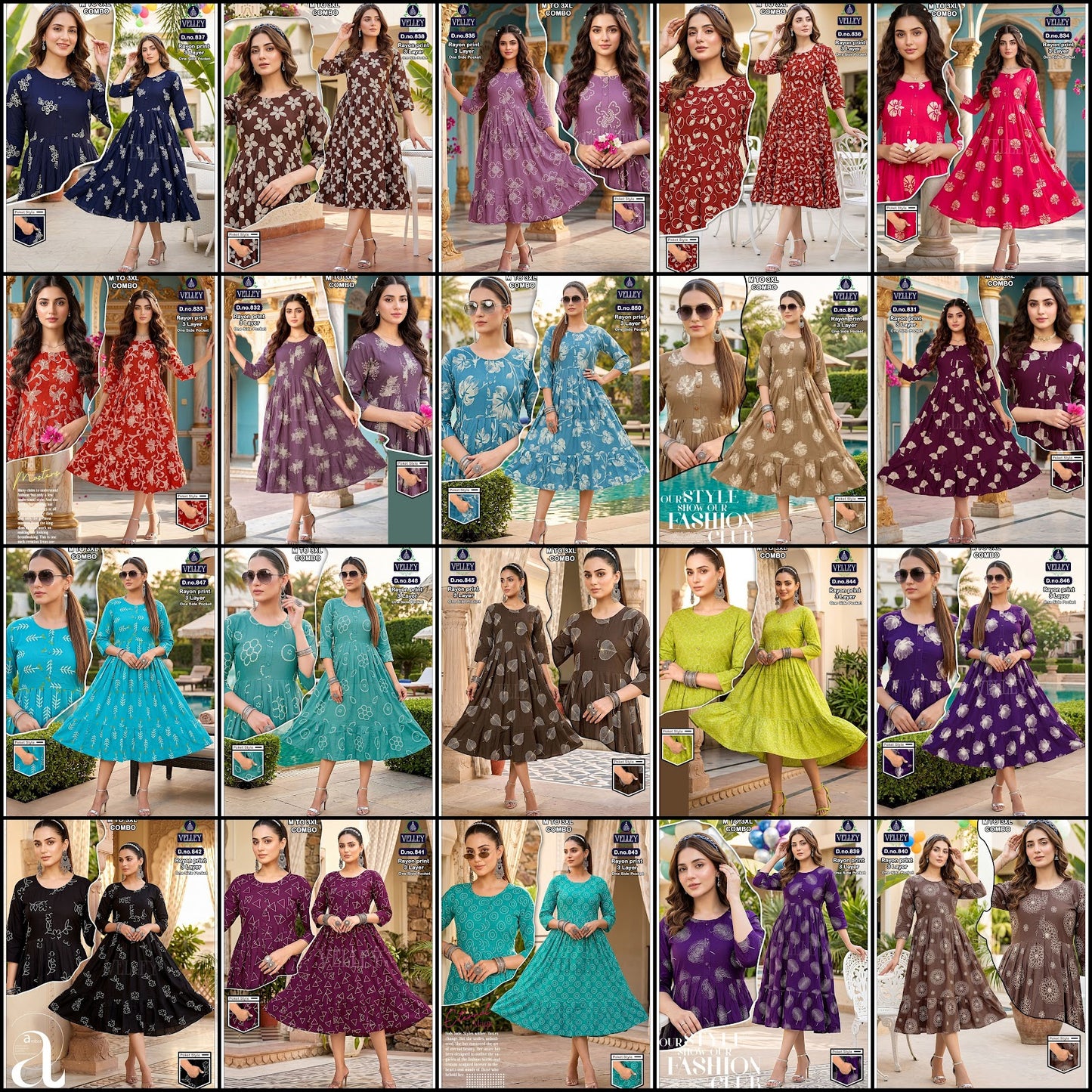 Three Layer 0409 Velley Rayon Anarkali Kurtis Wholesale Price
