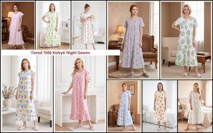 Tiered 1506 Koleyti Cotton Night Gowns Manufacturer