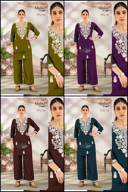 Titli 0909 Manas Slub Cotton Co Ord Set Wholesale Rate