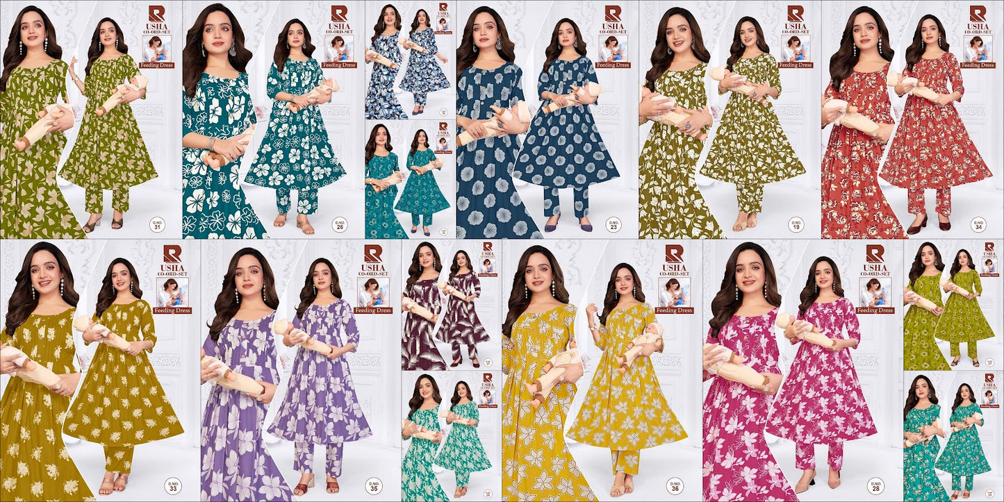 Usha 270626 Raashi Rayon Feeding Co-Ord Set Exporter