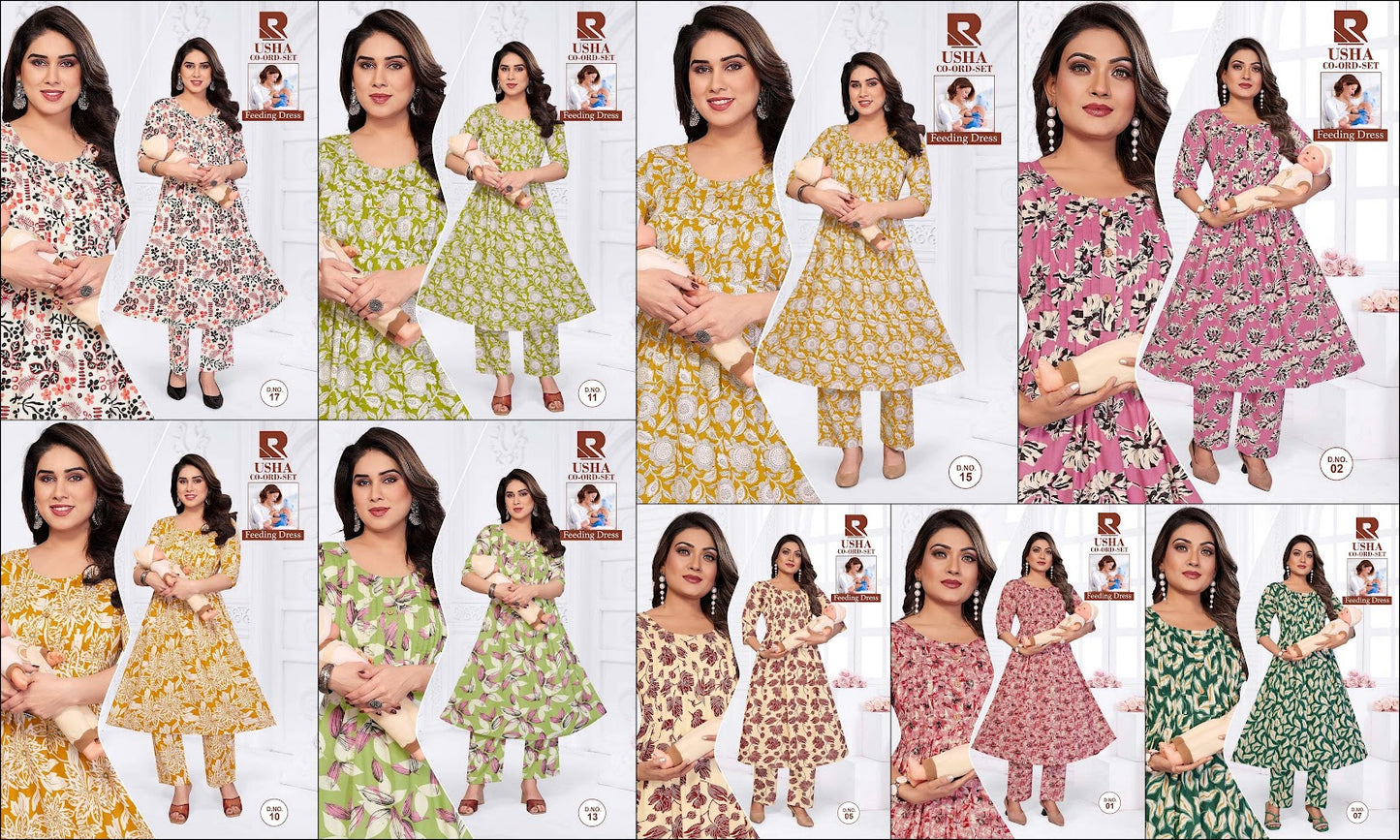 Usha Raashi Rayon Feeding Co-Ord Set Exporter Gujarat