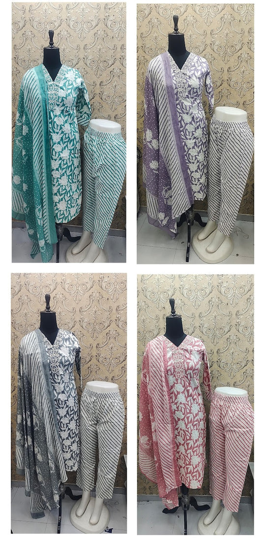 V-Neck Kaso Cotton Cambric Readymade Pant Style Suits Manufacturer India