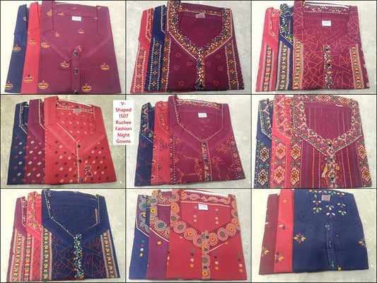 V-Shaped 1507 Ruchee Fashion Night Gowns Supplier Ahmedabad