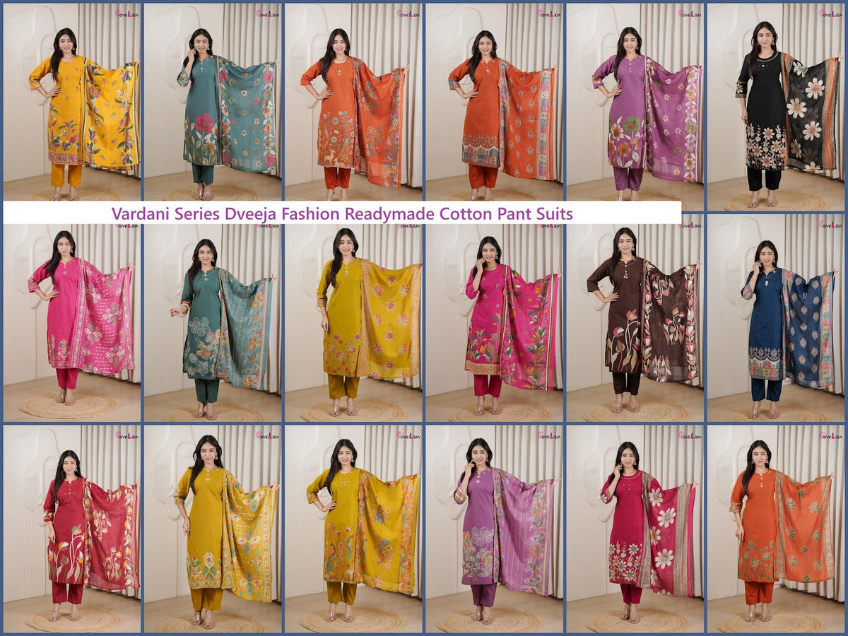 Vardani Series Dveeja Fashion Readymade Cotton Pant Suits Wholesale Price