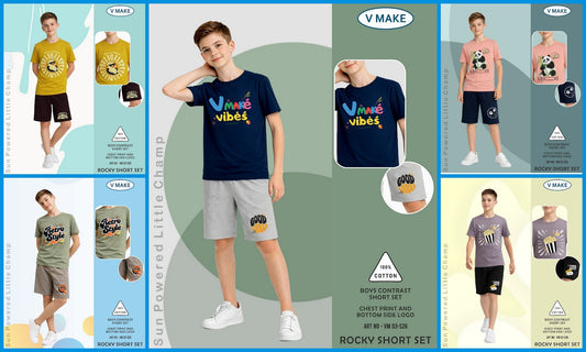 Vm 03 Rocky V Make Cotton Boys Shorts Set Manufacturer
