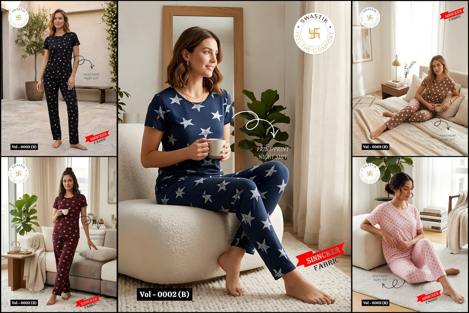 Vol 0002 B Swastik Sinker Pyjama Night Suits Manufacturer Ahmedabad