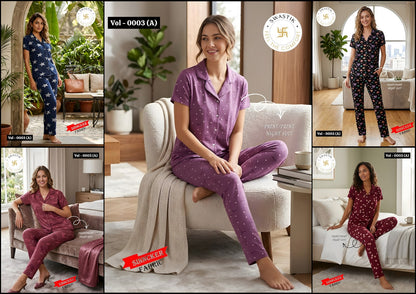Vol 0003 A Swastik Sinker Collar Night Suits Wholesaler India