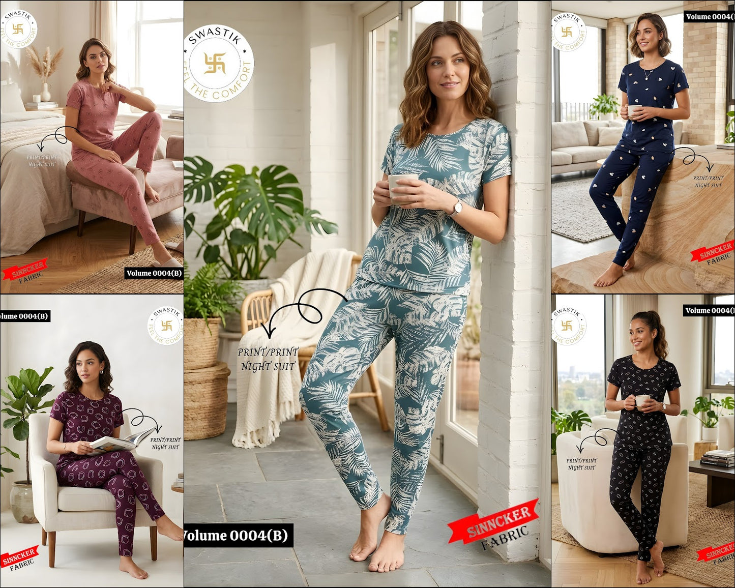 Vol 0004 B Swastik Sinker Pyjama Night Suits Exporter Gujarat