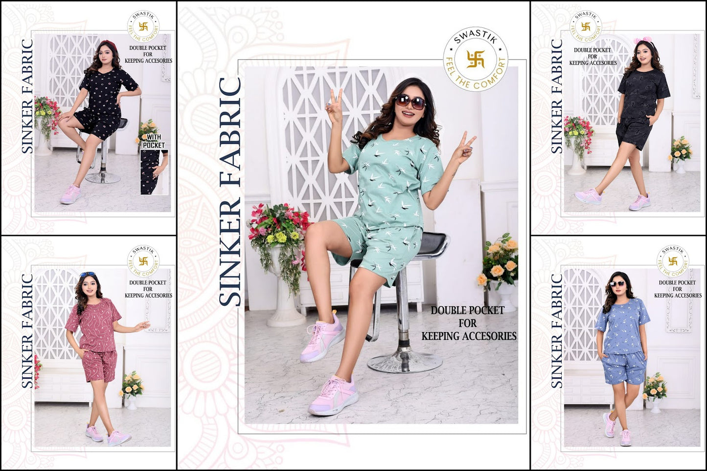 Vol 0004 D Swastik Sinker Shorts Night Suits Supplier Ahmedabad