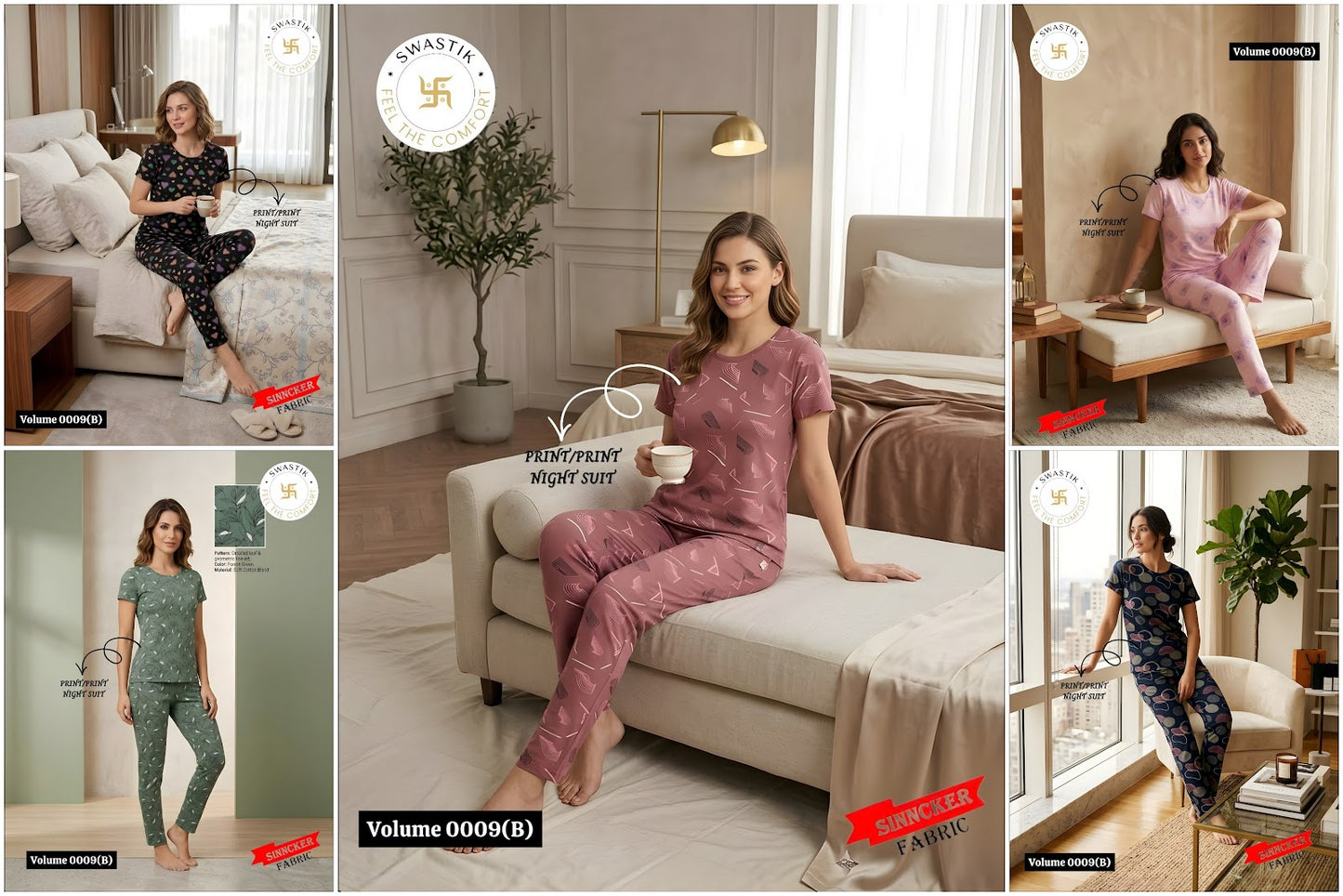 Vol 0009 B Swastik Sinker Pyjama Night Suits Exporter