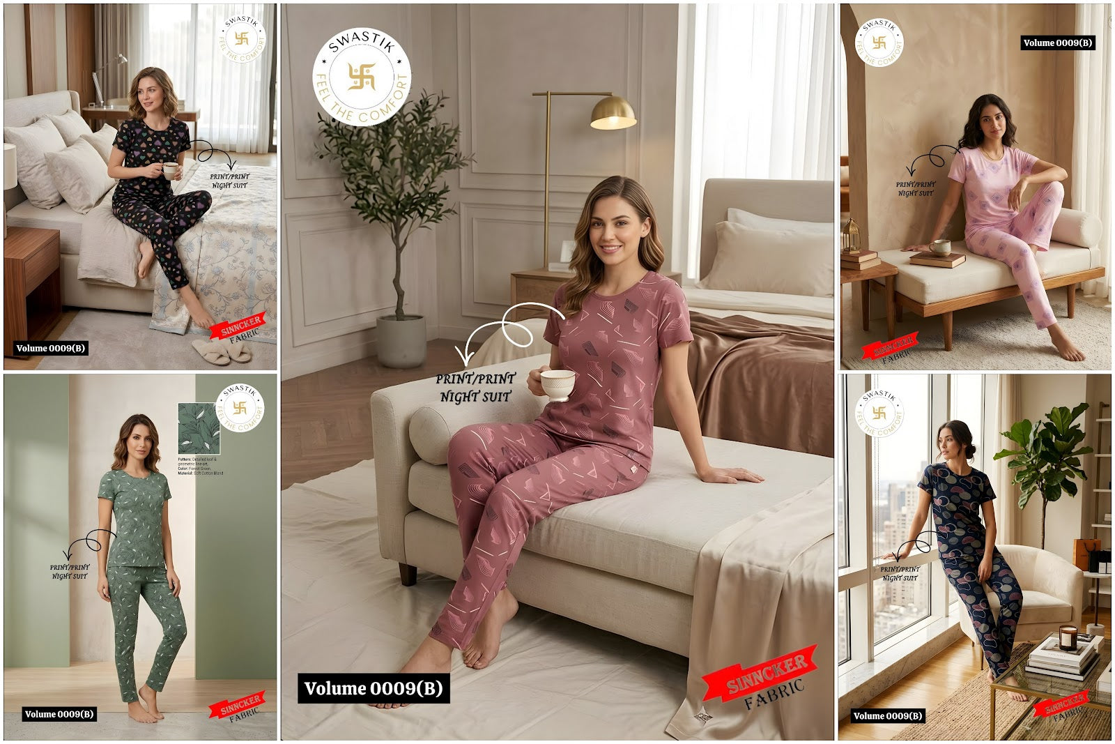 Vol 0009 B Swastik Sinker Pyjama Night Suits Exporter