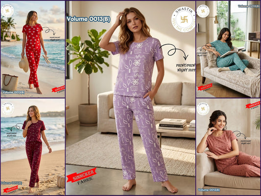 Vol 0013 B Swastik Sinker Pyjama Night Suits Wholesale Price