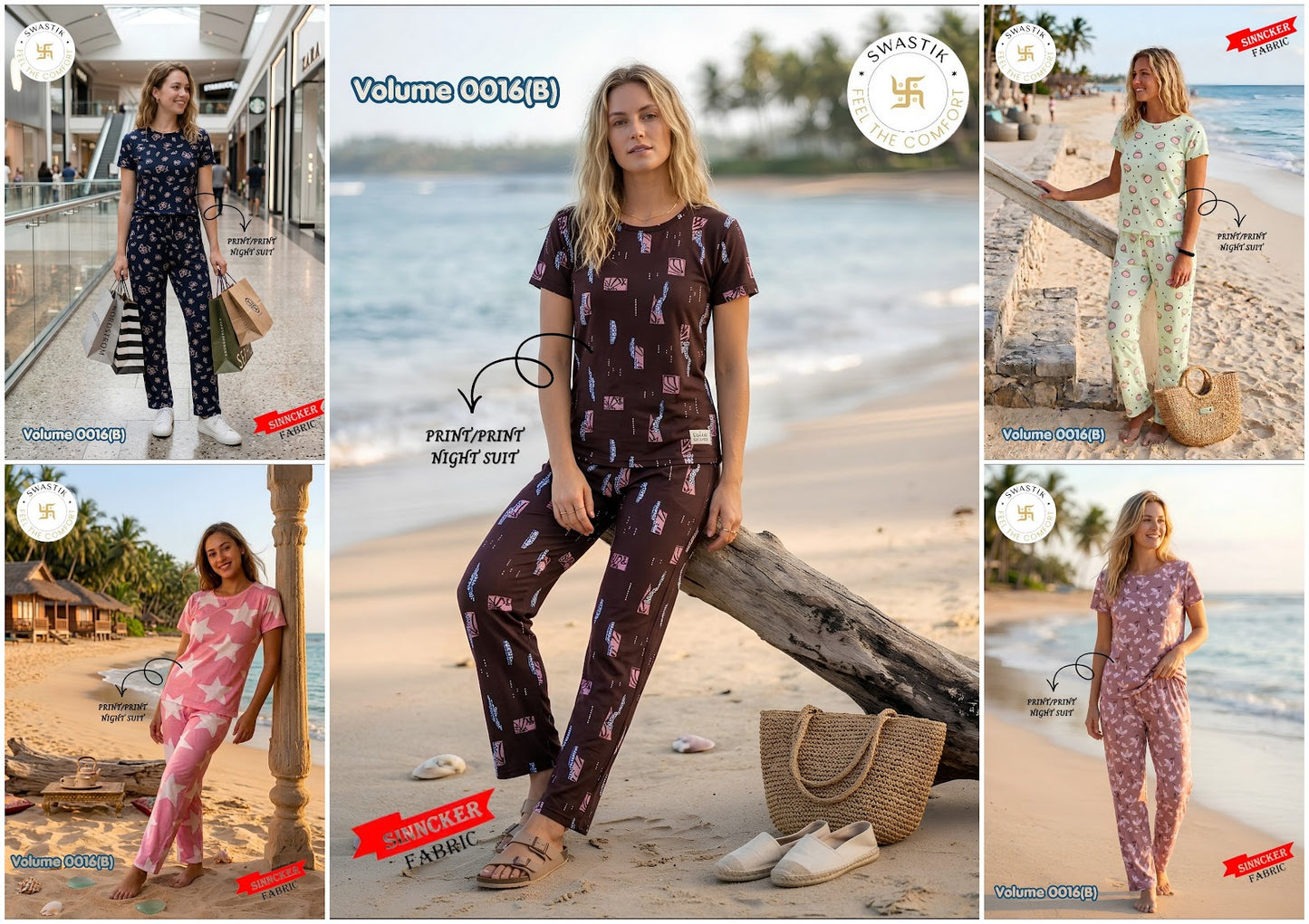 Vol 0016 B Swastik Sinker Pyjama Night Suits Wholesaler India