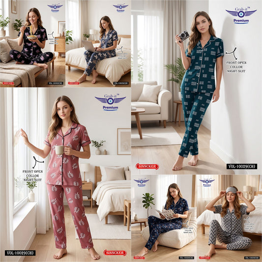 Vol 10029 Ch Grab It Sincker Collar Night Suits Supplier India