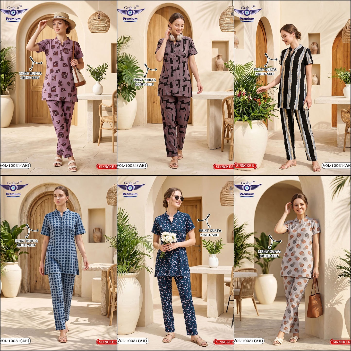 Vol 10031 Ah Grab It Sincker Kurta Night Suits Wholesaler Ahmedabad