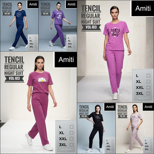 Vol 103 Amiti Tencil Pyjama Night Suits Wholesale Price
