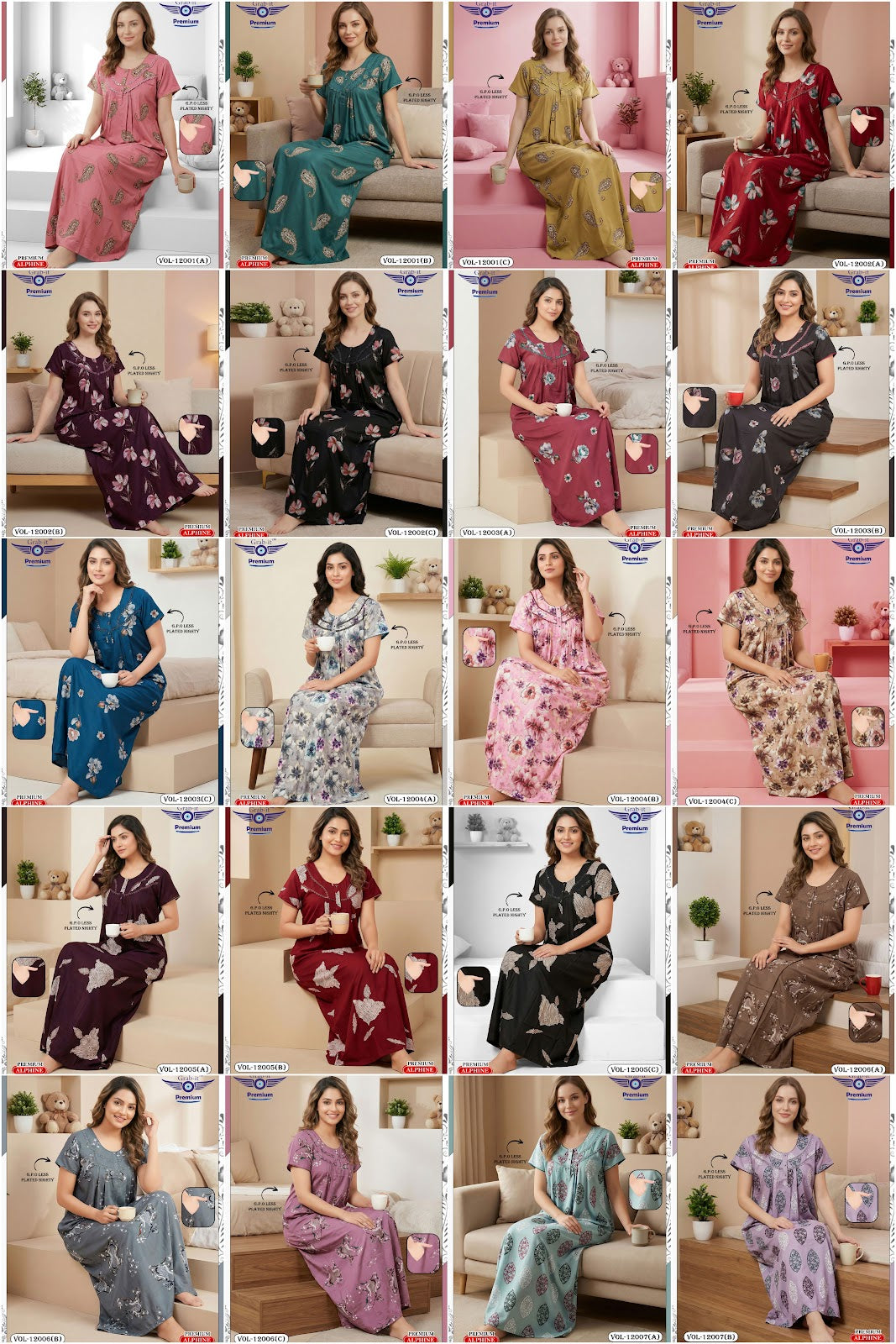 Vol 12001-12007 Grab It Alpine Night Gowns Wholesale