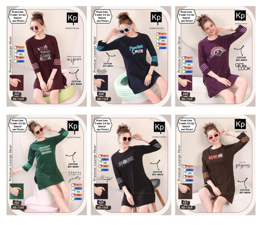Vol 1568 Kp Cotton Biowashed Women Long Tshirt Supplier Gujarat