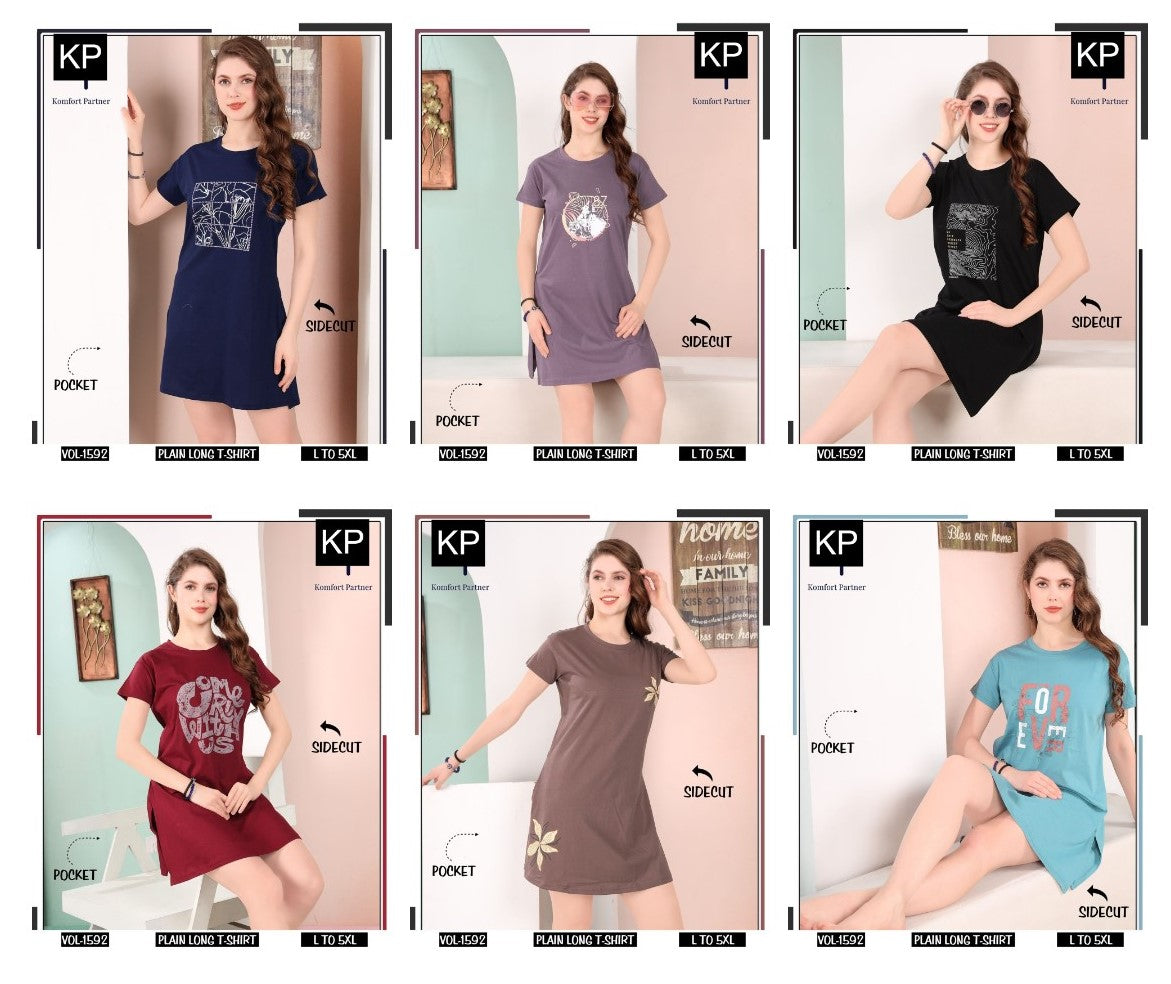Vol 1592 Kp Hosiery Women Long Tshirt Exporter India