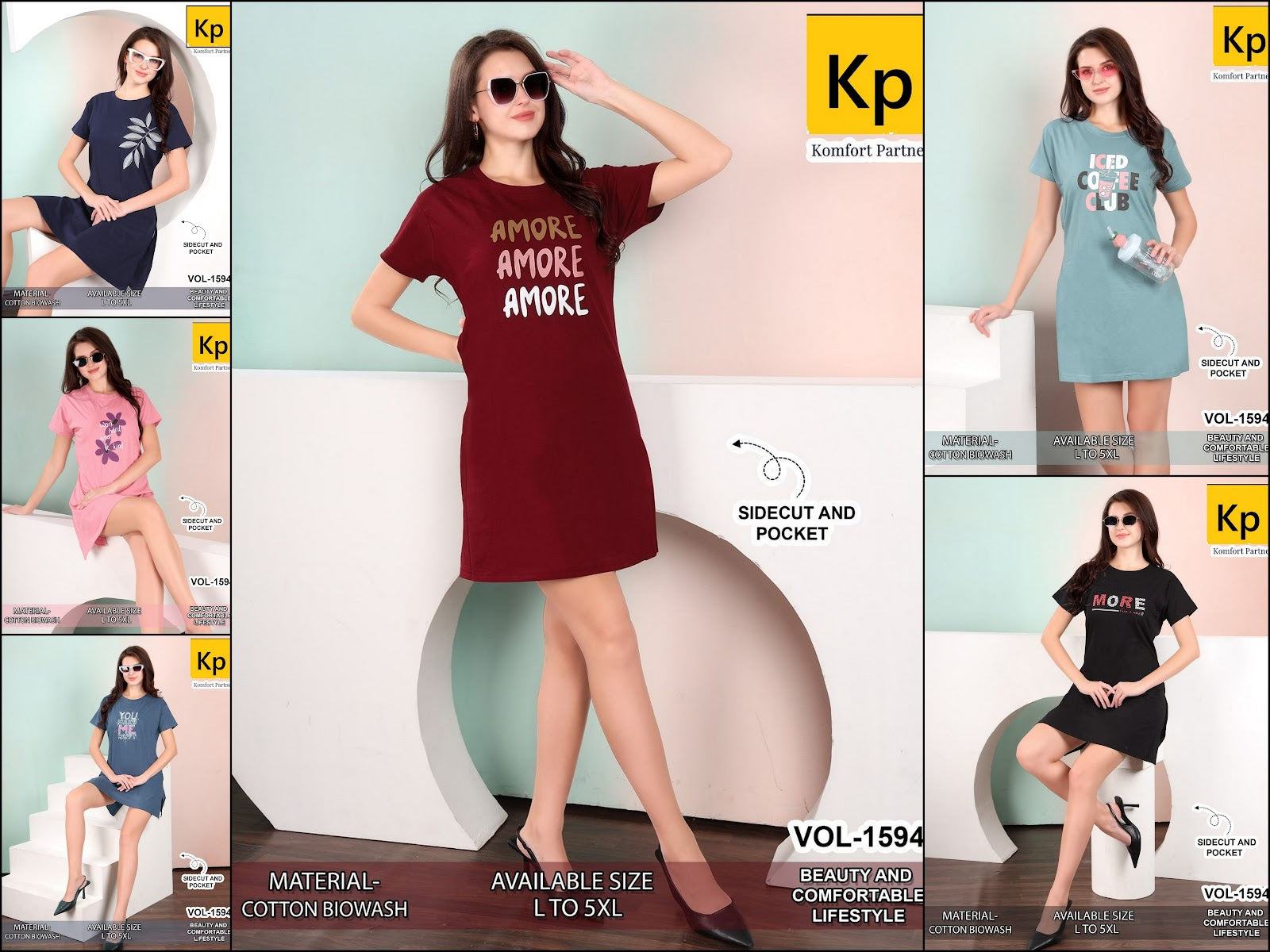 Vol 1594 Kp Cotton Biowashed Women Long Tshirt Exporter