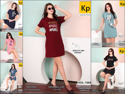 Vol 1594 Kp Cotton Biowashed Women Long Tshirt Exporter