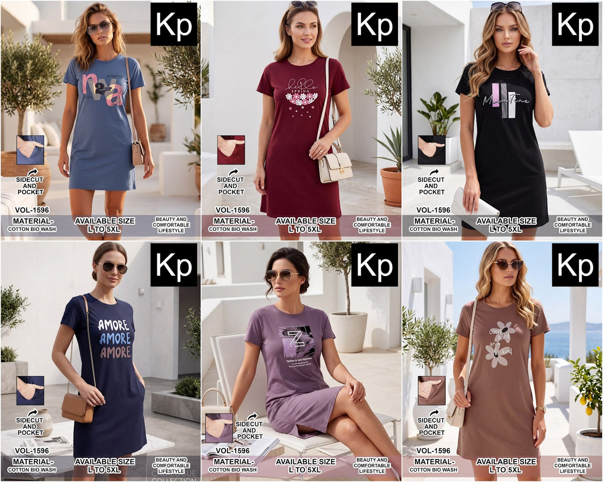 Vol 1596 Kp Biowash Women Long Tshirt Supplier