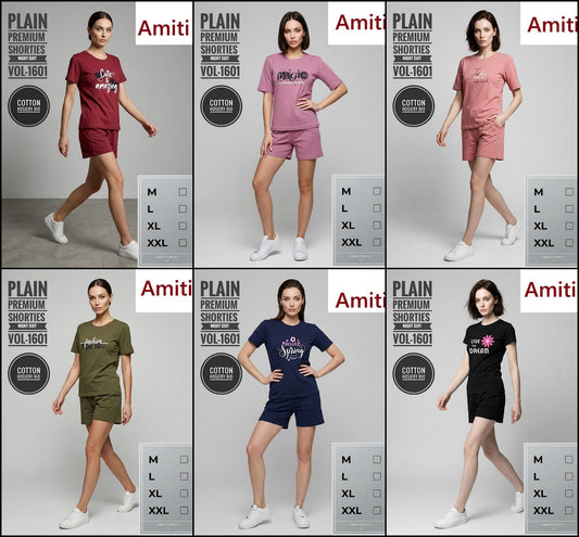 Vol 1601 Plain Amiti Hosiery Shorts Night Suits Wholesale Price