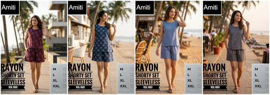 Vol 1901 Amiti Cotton Rayon Shorts Night Suits Exporter Ahmedabad