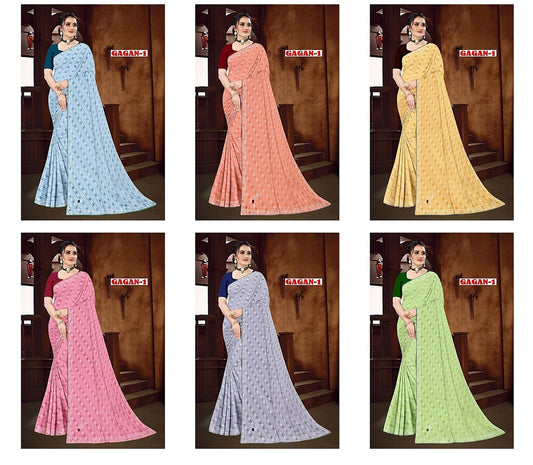 Gagan Vol 1 9 Starfashion Georgette Sarees Supplier Gujarat