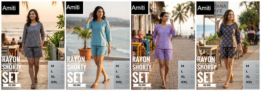 Vol 2001 Amiti Cotton Rayon Shorts Night Suits Supplier Ahmedabad