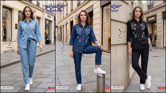 Vol 20100 A Front Open Grab It Denim Co Ord Set Wholesaler India