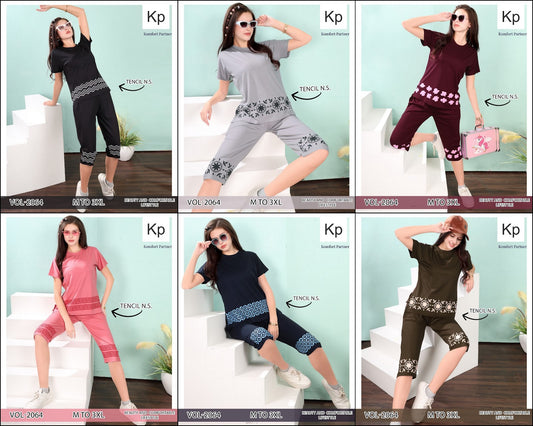 Vol 2064 Kp Tencil Capri Night Suits Supplier Gujarat