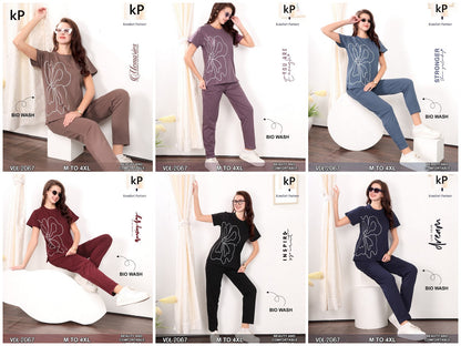 Vol 2067 Kp Cotton Biowashed Pyjama Night Suits Wholesale