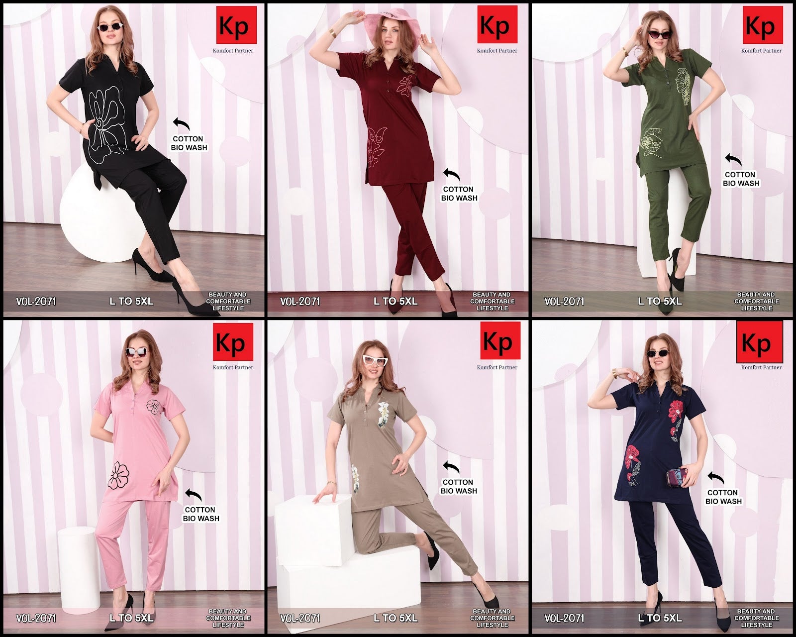 Vol 2071 Kp Cotton Biowashed Kurta Night Suits Manufacturer Ahmedabad