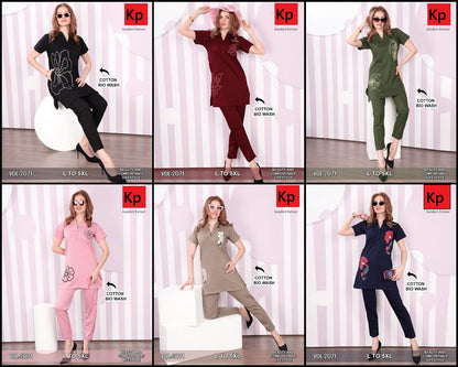 Vol 2071 Kp Cotton Biowashed Kurta Night Suits Manufacturer Ahmedabad