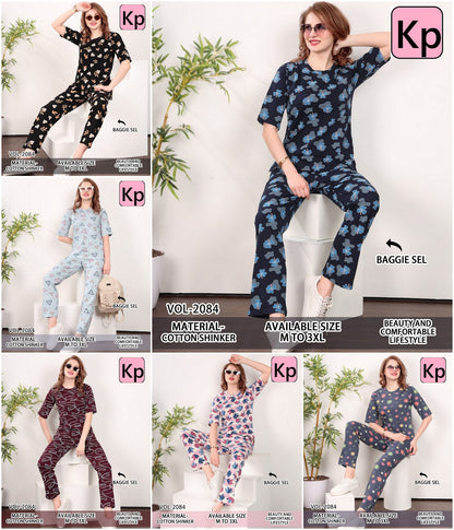 Vol 2084 Kp Cotton Pyjama Night Suits Exporter India