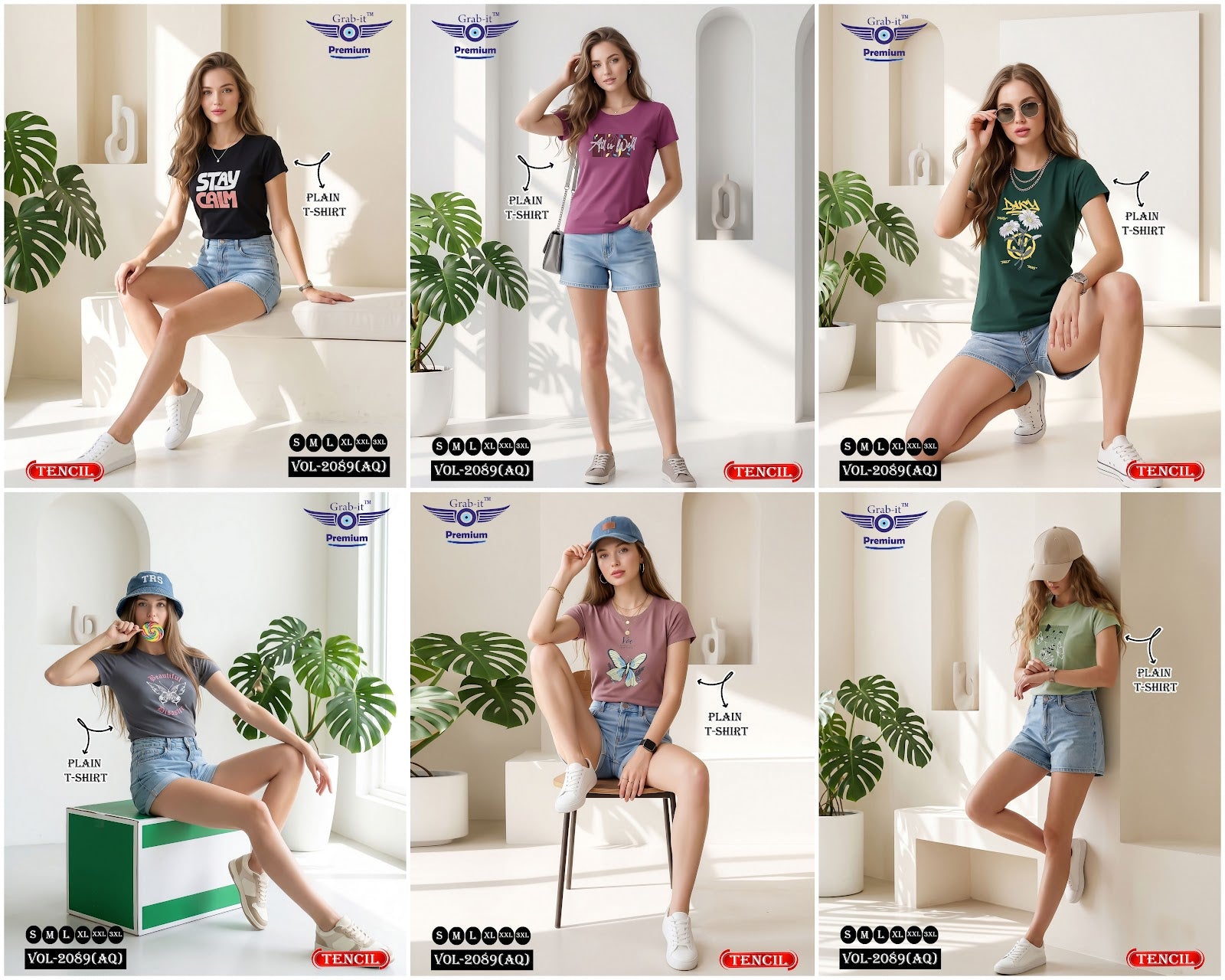Vol 2089 Aq Grab It Tencil Women Tshirt Exporter