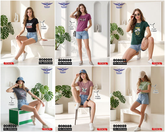 Vol 2089 Aq Grab It Tencil Women Tshirt Exporter