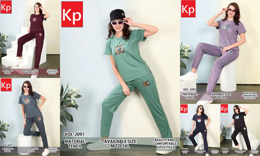 Vol 2091 Kp Tencil Pyjama Night Suits Exporter Ahmedabad