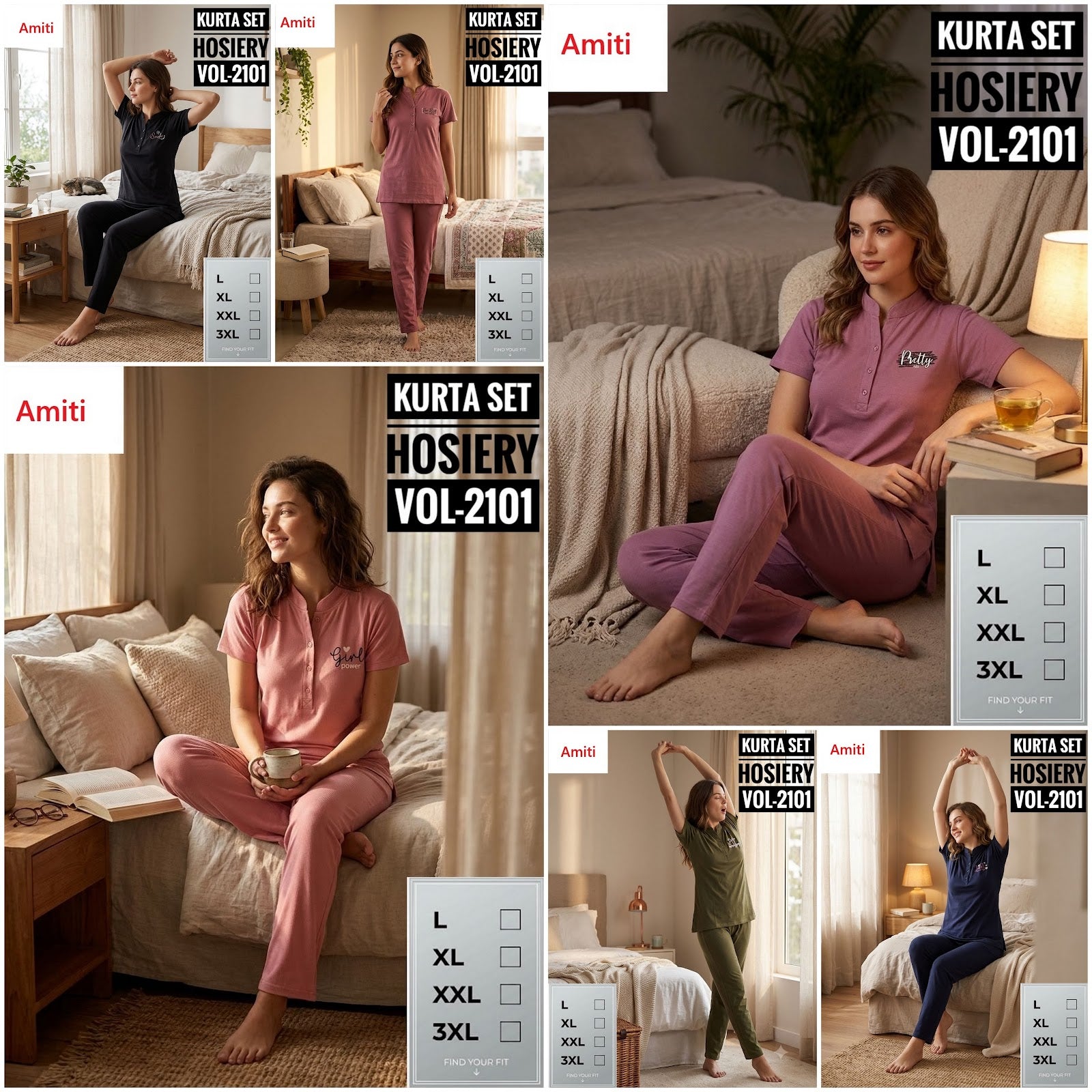 Vol 2101 Amiti Hosiery Kurta Night Suits Manufacturer Ahmedabad