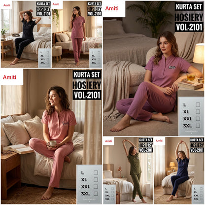 Vol 2101 Amiti Hosiery Kurta Night Suits Manufacturer Ahmedabad