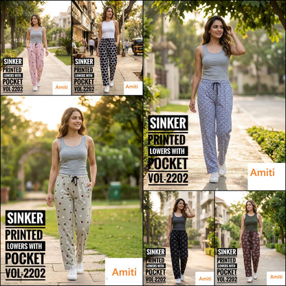 Vol 2202 Hosiery Amiti Sinker Women Night Lower Exporter Ahmedabad