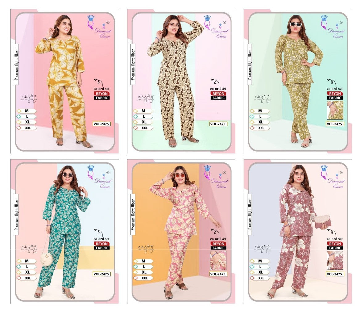 Vol 2475 Diamond Queen Reyon Co Ord Set Supplier