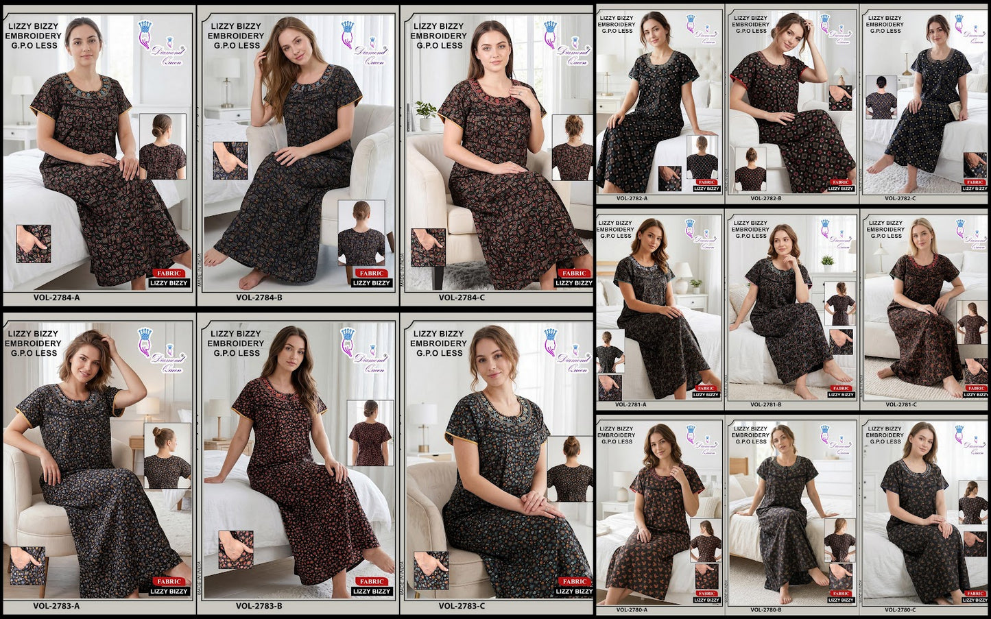 Vol 2870-2784 Diamond Queen Lizzy Bizzy Night Gowns Exporter Ahmedabad