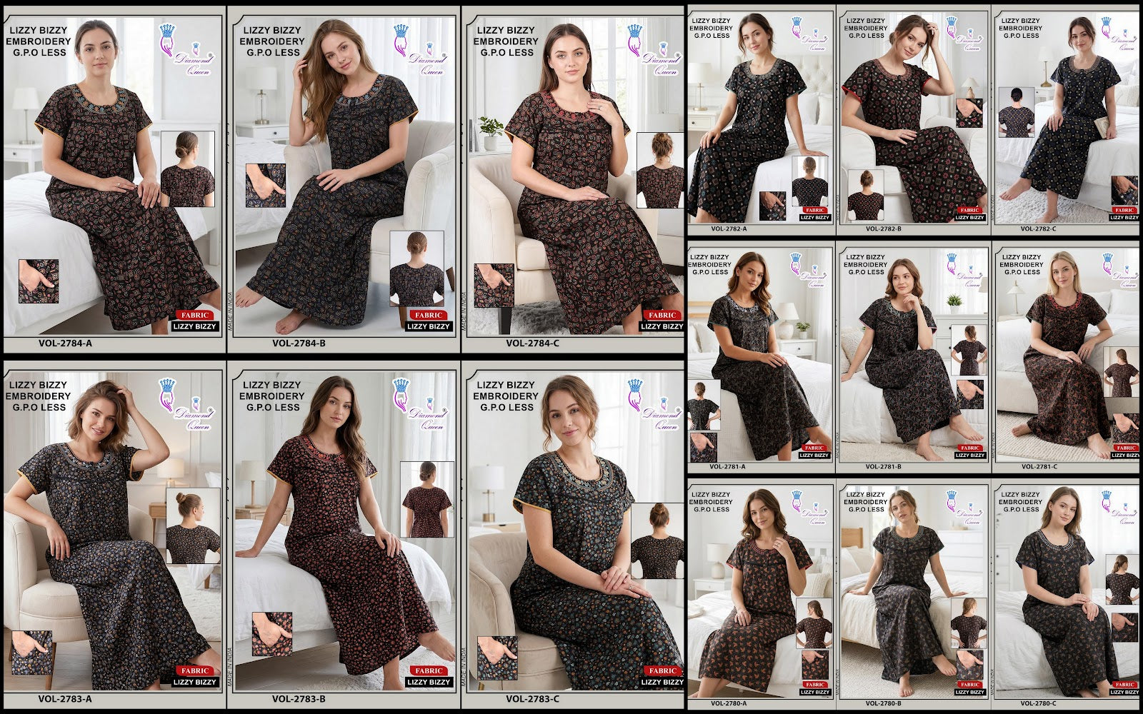 Vol 2870-2784 Diamond Queen Lizzy Bizzy Night Gowns Exporter Ahmedabad