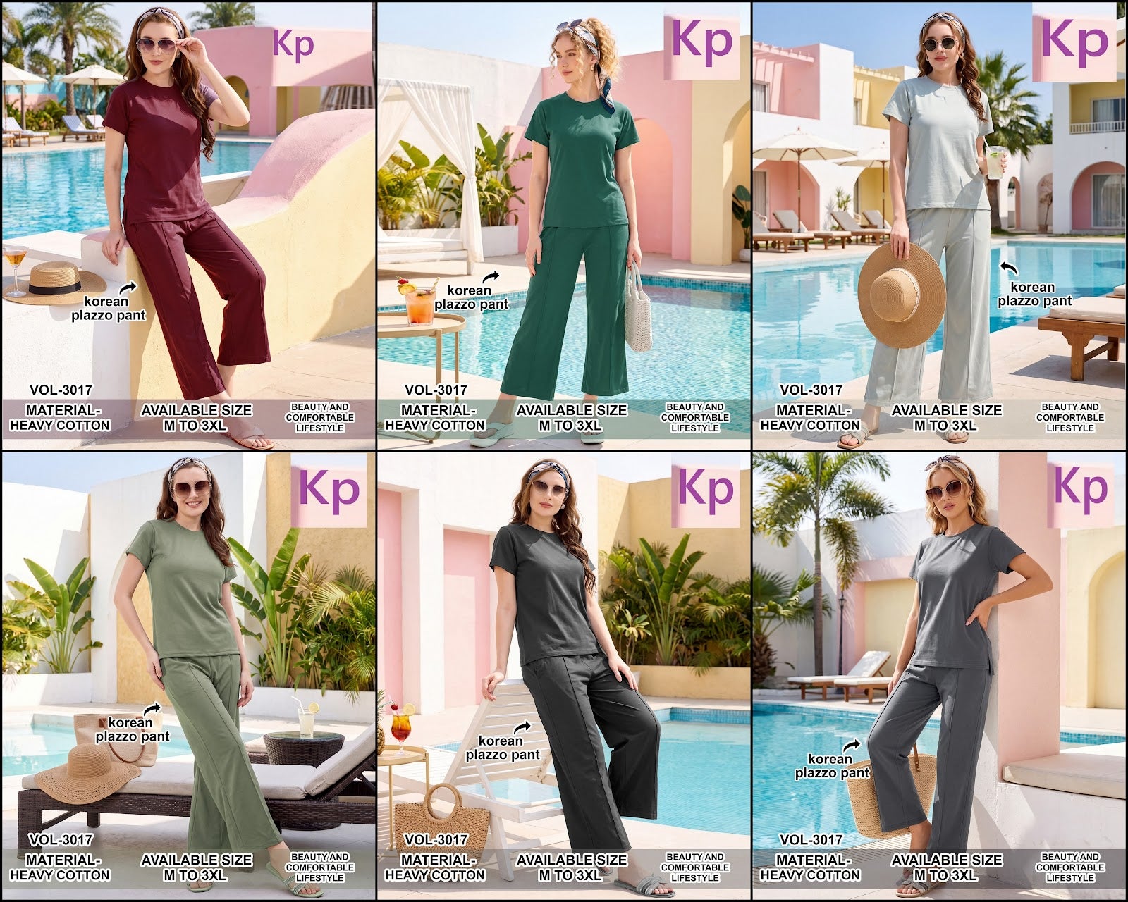 Vol 3017 Korean Kp Imported Plazzo Night Suits Supplier India